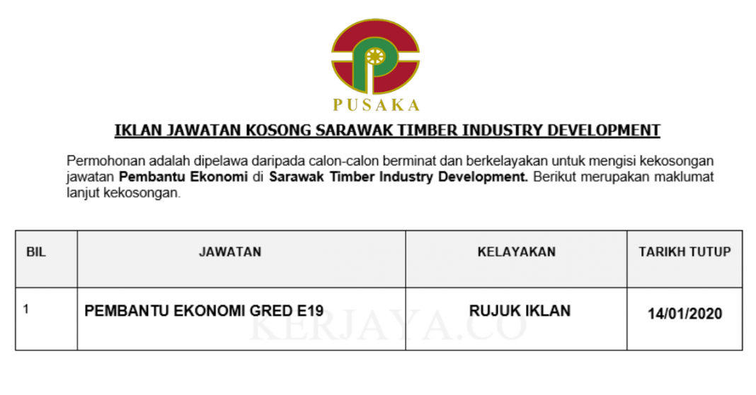 Sarawak Timber Industry Development • Kerja Kosong Kerajaan