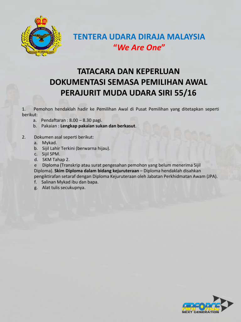 Iklan Temuduga Tentera Udara Diraja Malaysia (TUDM) 2016