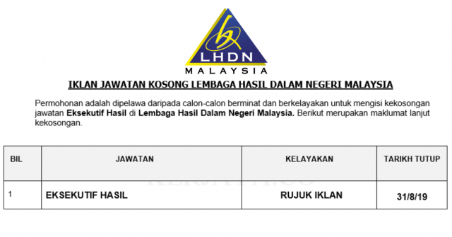 Jawatan Kosong Terkini Lembaga Hasil Dalam Negeri Malaysia ...