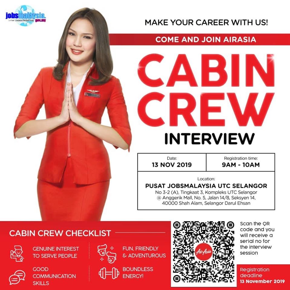 Iklan Temuduga Terbuka Cabin Crew Air Asia • Kerja Kosong 