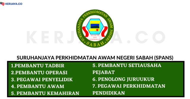 Suruhanjaya Perkhidmatan Awam Negeri Sabah (SPANS) ~ Kekosongan Jawatan Pentadbiran & Pengurusan