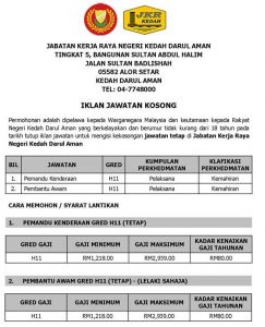 Job Vacancy Jabatan Kerja Raya Malaysia (JKR) • Kerja 