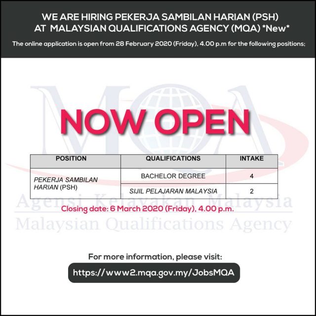 Iklan Jawatan Agensi Kelayakan Malaysia (MQA)