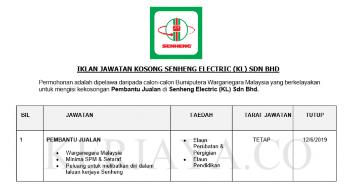 Senheng Electric (KL) Sdn Bhd (1) Pembantu Jualan Senheng Electric