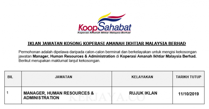 Jawatan Kosong Terkini Koperasi Amanah Ikhtiar Malaysia ...