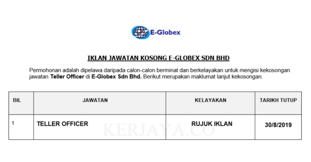 E-Globex ~ Teller Officer