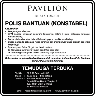 Iklan Jawatan Kosong Pavilion Kuala Lumpur Kerja Kosong Kerajaan