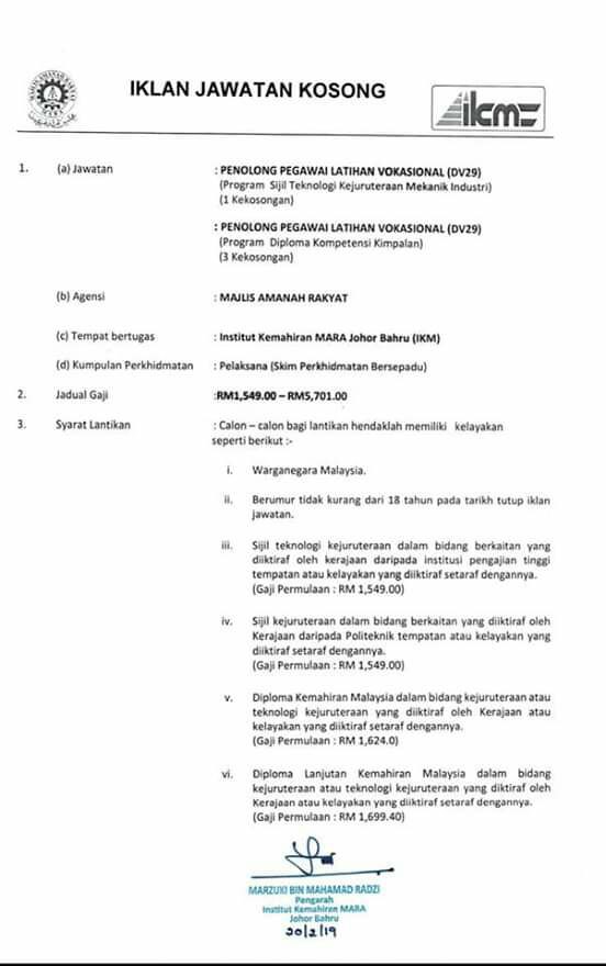 Iklan Jawatan Majlis Amanah Rakyat (MARA) 2019 Dibuka 