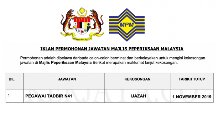 Jawatan Kosong Majlis Peperiksaan Malaysia (MPM) (2) Jawatan Kosong Majlis Peperiksaan Malaysia (MPM) (2)