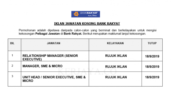Bank Rakyat Bank Rakyat / Pemohon Tanpa Pengalaman Layak Memohon