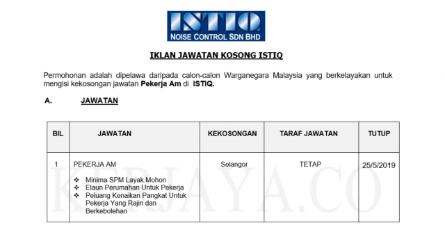 ISTIQ ~ Pekerja Am