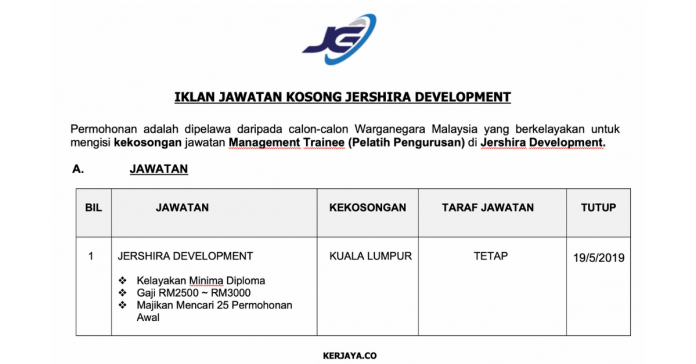 Jawatan Kosong Jershira Development Jawatan Kosong Jershira Development