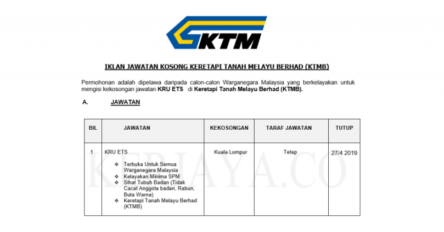 Keretapi Tanah Melayu Berhad (KTMB) ~ Kru ETS