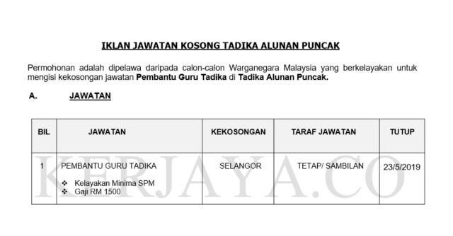 Tadika Alunan Puncak ~ Pembantu Guru Tadika