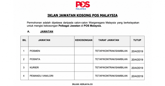 Temuduga Terbuka Pos Malaysia Temuduga Terbuka Pos Malaysia