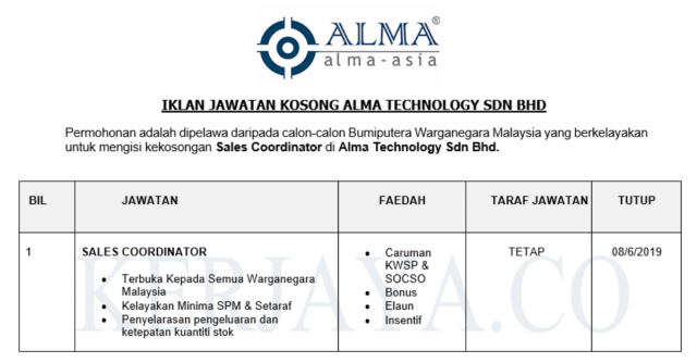 Alma Technology ~Sales Coordinator