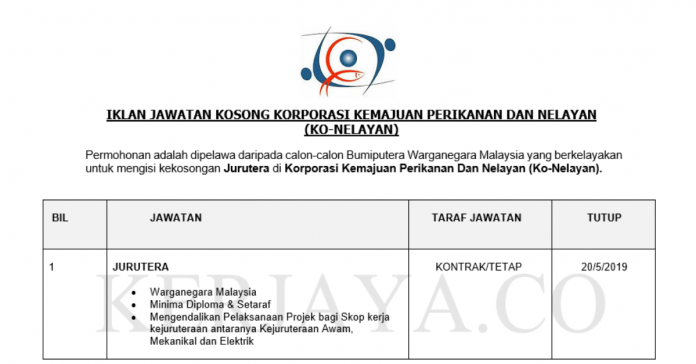 Korporasi Kemajuan Perikanan Dan Nelayan Sabah (Ko-Nelayan) Korporasi Kemajuan Perikanan Dan Nelayan Sabah (Ko-Nelayan) ~ Jurutera