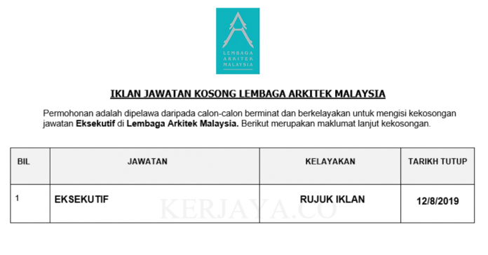 Lembaga Arkitek Malaysia (aka Board of Architects Malaysia) Lembaga Arkitek Malaysia ~ Eksekutif