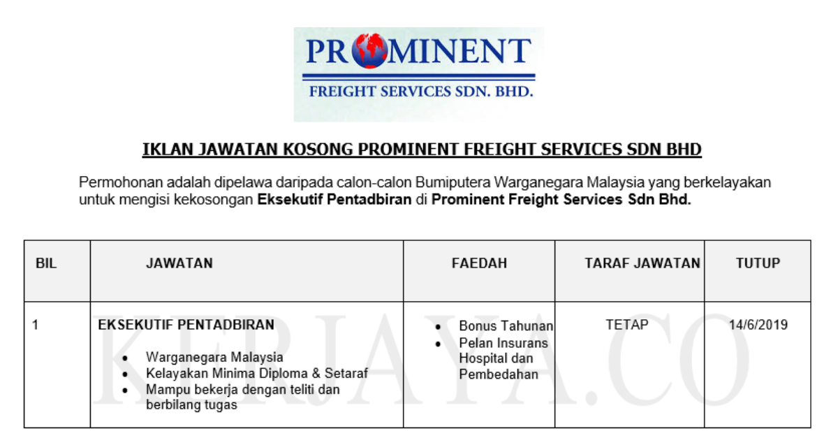 Prominent Freight Services ~ Eksekutif Pentadbiran