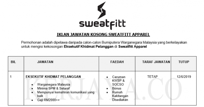 Sweatfitt Apparel Sweatfitt Apparel ~ Eksekutif Khidmat Pelanggan