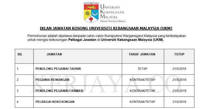 Universiti Kebangsaan Malaysia (UKM) _ Penolong Pegawai Tadbir, Penolong Pegawai Farmasi, & DLL Universiti Kebangsaan Malaysia (UKM) ~ Penolong Pegawai Tadbir, Penolong Pegawai Farmasi, & DLL