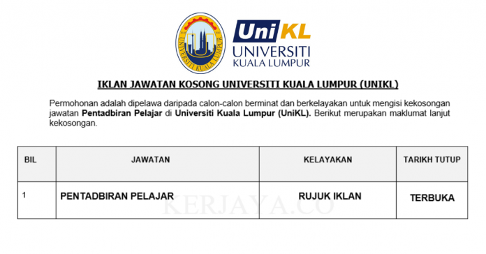 Universiti Kuala Lumpur (UniKL) Universiti Kuala Lumpur (UniKL) ~ Pentadbiran Pelajar