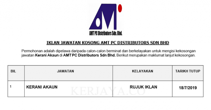 AMT PC Distributors Sdn Bhd AMT PC Distributors ~ Kerani Akaun