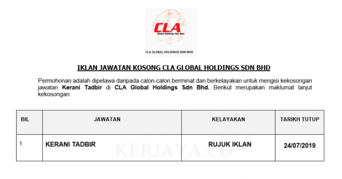 CLA Global Holdings Sdn Bhd CLA Global Holdings ~ Kerani Tadbir