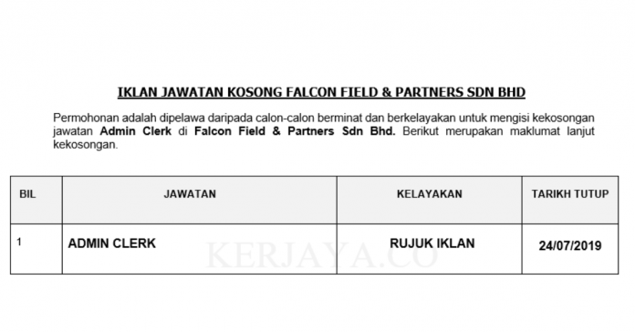 Falcon Field & Partners Sdn Bhd admin-clerk