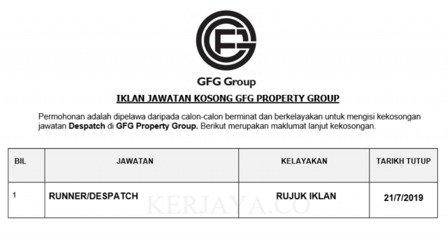 GFG Property Group ~ Runner / Despatch