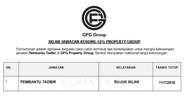 GFG Property Group ~ Pembantu Tadbir