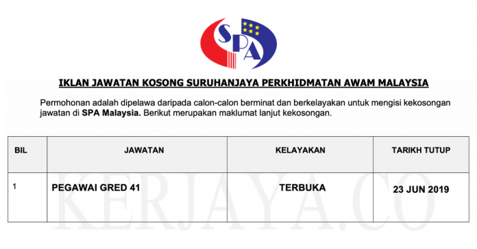 Jawatan Kosong Suruhanjaya Perkhidmatan Awam Malaysia (1) Jawatan Kosong Suruhanjaya Perkhidmatan Awam Malaysia (1)