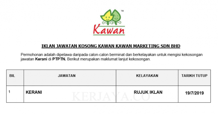 Kawan Kawan Marketing Sdn Bhd Kawan Kawan Marketing ~ Kerani