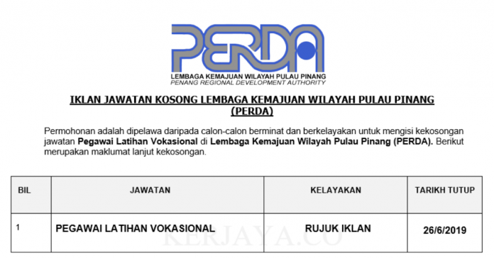 Lembaga Kemajuan Wilayah Pulau Pinang (PERDA) Lembaga Kemajuan Wilayah Pulau Pinang (PERDA) ~ Pegawai Latihan Vokasional