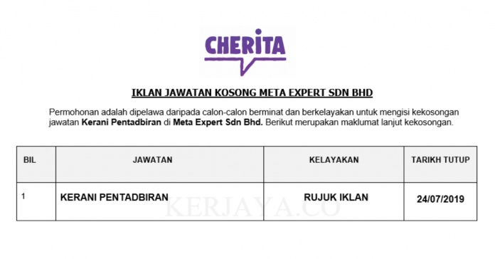 META EXPERT SDN BHD Meta Expert ~ Kerani Pentadbiran
