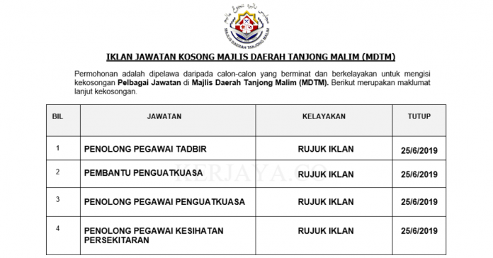Majlis Daerah Tanjong Malim (MDTM) Majlis Daerah Tanjong Malim (MDTM) ~ Pentadbiran & Pengurusan