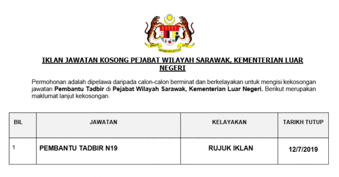 Pejabat Wilayah Sarawak, Kementerian Luar Negeri Pembantu Tadbir Pejabat Wilayah Sarawak, Kementerian Luar Negeri