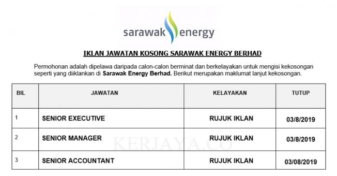 Sarawak Energy Berhad Sarawak Energy ~ Pelbagai Kekosongan Jawatan