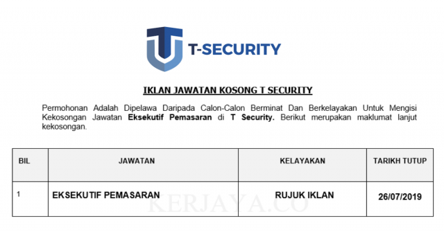 T Security ~ Eksekutif Pemasaran