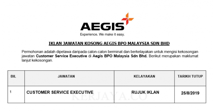Aegis BPO Malaysia Sdn Bhd Aegis BPO Malaysia ~ Customer Service Executive