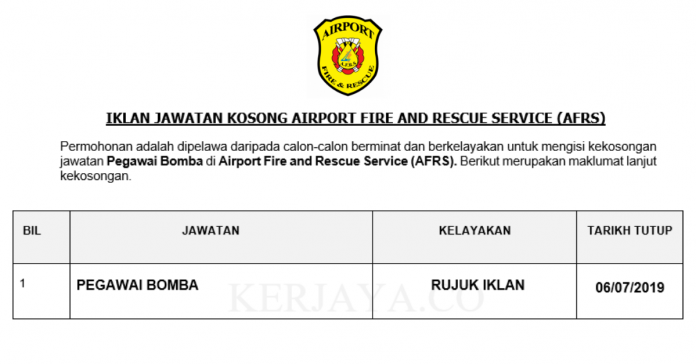 Airport Fire and Rescue Service (AFRS) _ Pegawai bomba Airport Fire and Rescue Service (AFRS) ~ Pegawai Bomba