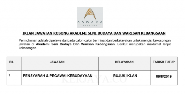 Akademi Seni Budaya Dan Warisan Kebangsaan ~ Pensyarah & Pegawai Kebudayaan