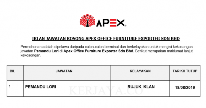 Apex Office Furniture Exporter Sdn Bhd Apex Office Furniture Exporter ~ Pemandu Lori