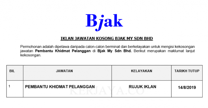 Bjak My Sdn Bhd Bjak My ~ Pembantu Khidmat Pelanggan