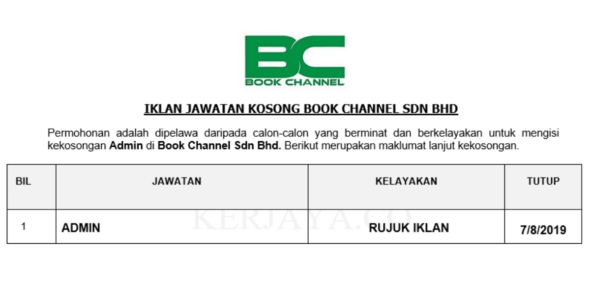 Book Channel Sdn Bhd ~ Admin