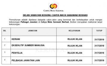 Cahya Mata Sarawak Berhad ~ Pelbagai Kekosongan Jawatan