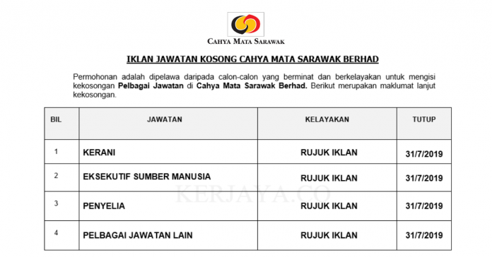 Cahya Mata Sarawak Berhad Cahya Mata Sarawak Berhad ~ Pelbagai Kekosongan Jawatan