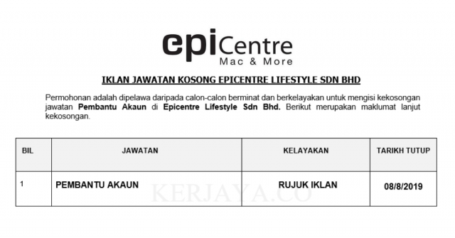 Epicentre Lifestyle ~ Pembantu Akaun