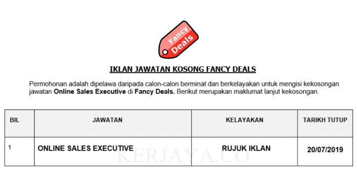 Fancy Deals Fancy Deals ~ Online Sales Executive