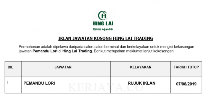 Hing Lai Trading Hing Lai Trading ~ Pemandu Lori